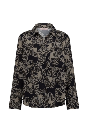 Studio Anneloes Studio Anneloes ragna flower satin blouse 12453 Blouse 2290 latte/black