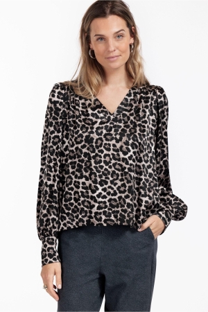 Studio Anneloes Studio Anneloes emmarie animal top 12434 T-shirt Lange mouw 9190 light grey/black