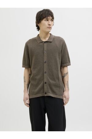 Jack & Jones Jack & Jones jprblaarto knit polo ss Overhemd rain drum melange