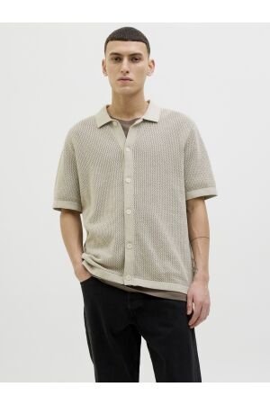 Jack & Jones Jack & Jones jprblaarto knit polo ss Overhemd whitecap gray melange