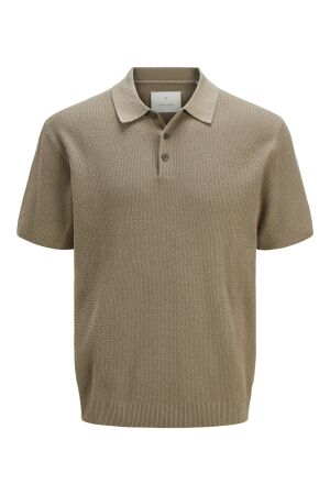Jack & Jones Jack & Jones jprcccooper knit polo ss sn Trui korte mouw greige