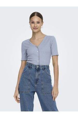 Only Only onllaila s/s button top jrs T-shirt Korte mouw soft chambray