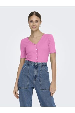 Only Only onllaila s/s button top jrs T-shirt Korte mouw fuchsia pink