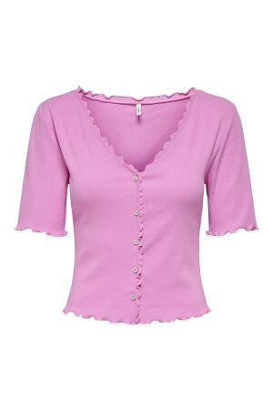 Only Only onllaila s/s button top jrs T-shirt Korte mouw fuchsia pink