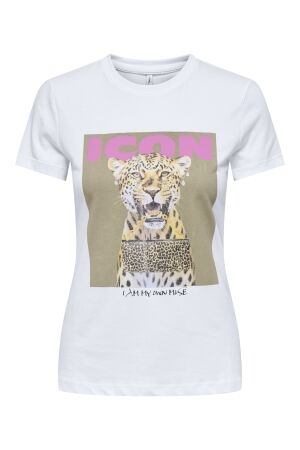 Only Only onlvibe life s/s glasses top box jrs T-shirt Korte mouw bright white icon fuchsia pink Bright White Icon fuchsia pink