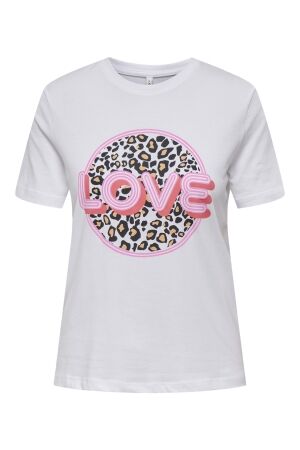 Only Only onlariya life reg s/s love top box jrs T-shirt Korte mouw bright white love