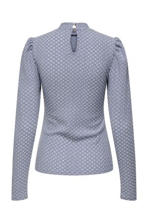 Only Only onlgenny l/s o-neck structure top jrs T-shirt Lange mouw tempest cloud dancer