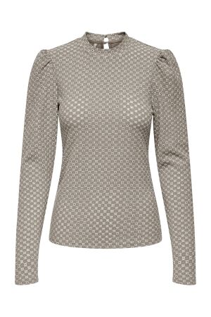 Only Only onlgenny l/s o-neck structure top jrs T-shirt Lange mouw pure cashmere cloud dancer
