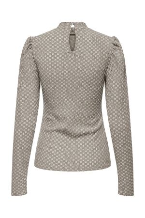 Only Only onlgenny l/s o-neck structure top jrs T-shirt Lange mouw pure cashmere cloud dancer