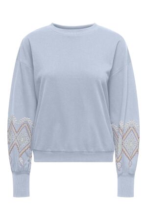 Only Only onlbrooke l/s o-neck print swt Sweater soft chambray ethnic