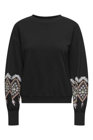 Only Only onlbrooke l/s o-neck print swt Sweater black ethnic