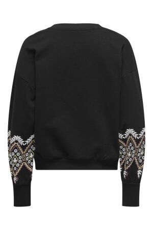 Only Only onlbrooke l/s o-neck print swt Sweater black ethnic