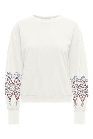 Only Only onlbrooke l/s o-neck print swt Sweater cloud dancer ethnic