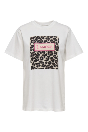 Only Only onlfleur life s/s tee cs jrs T-shirt Korte mouw bright white lamour leo