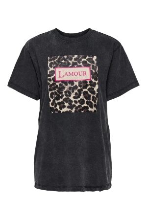 Only Only onlfleur life s/s tee cs jrs T-shirt Korte mouw black washed lamour leo