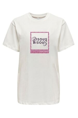 Only Only onlfleur life s/s tee cs jrs T-shirt Korte mouw cloud dancer bisous