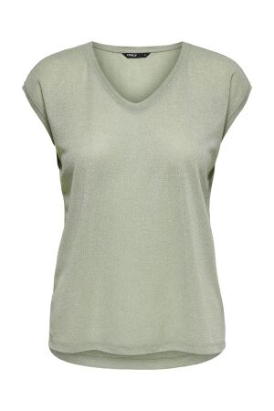 Only Only onlsilvery s/s v neck lurex top jrs noos T-shirt Korte mouw desert sage