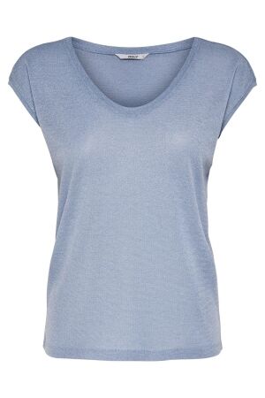 Only Only onlsilvery s/s v neck lurex top jrs noos T-shirt Korte mouw halogen blue