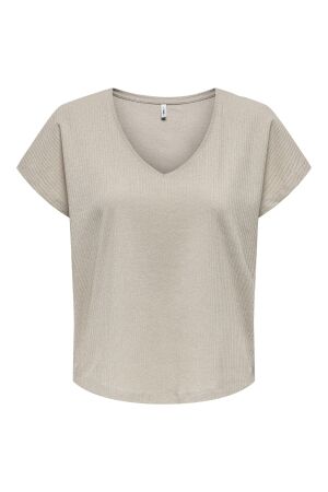 Only Only onlasia s/s v-neck top cc jrs T-shirt Korte mouw pumice stone frosted almond glitter
