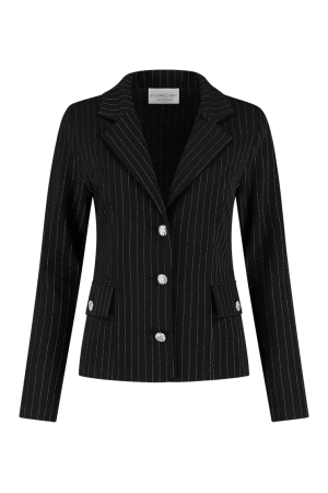 Helena Hart Helena Hart 7553 blazer kort pinstripe Blazers zwart