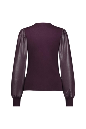 Studio Anneloes Studio Anneloes noortje faux leather pullover 12061 Trui 3800 blackberry