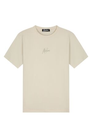 Malelions Malelions striped signature t-shirt mm1-ss25-07 Print T-shirts 120 beige