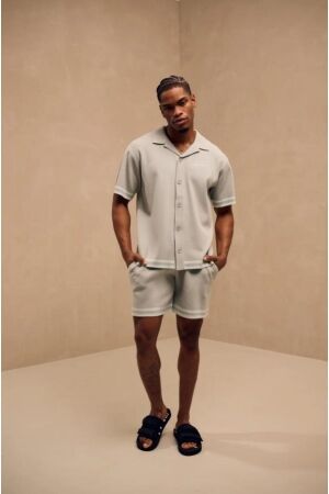 Malelions Malelions knitted camp collar shirt mm2-ss25-31 Overhemd 287 pale aqua