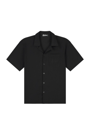 Malelions Malelions seersucker shirt mm3-ss25-19 Overhemd 900 black