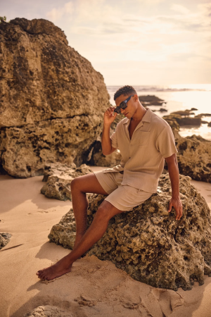 Malelions Malelions seersucker shorts mm3-ss25-21 Korte broeken 336 taupe