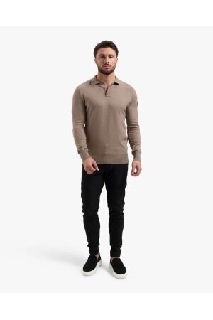 Malelions Malelions knitted long sleeve polo mm1-ps25-09 Poloshirts 336 taupe