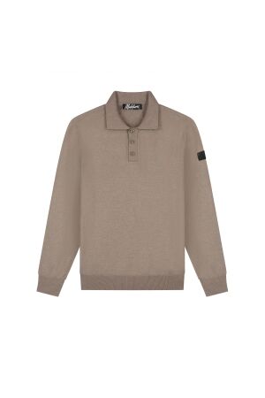 Malelions Malelions knitted long sleeve polo mm1-ps25-09 Poloshirts 336 taupe