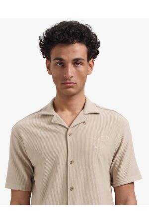 Croyez Homme Croyez Homme ribbed shirt cr1-ss25-25 Overhemd 099 sand