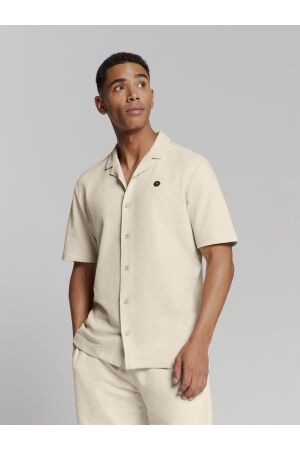 No- Excess No- Excess shirt short sleeve jersey revers collar solid terr Overhemd 122 cement