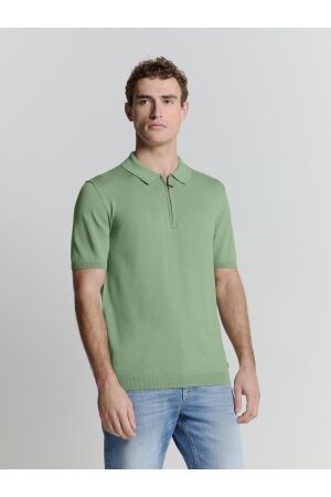 No- Excess No- Excess pullover short sleeve polo zip solid Poloshirts 050 green