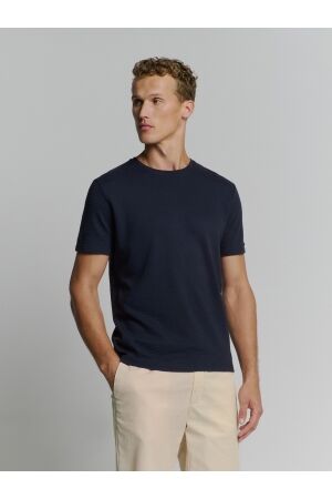 No- Excess No- Excess t-shirt crewneck solid relief jacquard Print T-shirts 096 deep blue