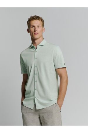 No- Excess No- Excess shirt short sleeve jersey melange stretch Overhemd 058 mint