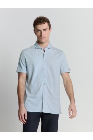 No- Excess No- Excess shirt short sleeve jersey melange stretch Overhemd 130 cloud