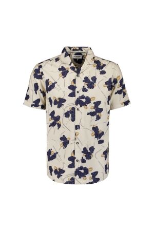 No- Excess No- Excess shirt short sleeve revers collar allover printed Overhemd 122 cement