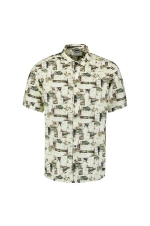 No- Excess No- Excess shirt short sleeve allover printed Overhemd 050 green
