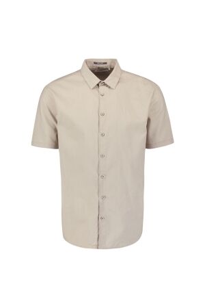 No- Excess No- Excess shirt short sleeve solid with linen Overhemd 310 light desert