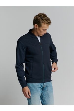 No- Excess No- Excess sweater full zipper jacquard mix bomber Trui 096 deep blue