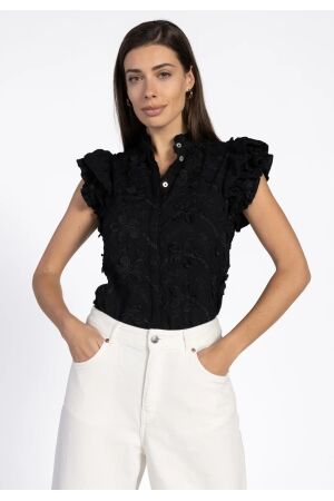 Aaiko Aaiko gezana embroidery vis 671 T-shirt Korte mouw 900 black