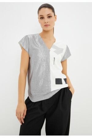 ZIP73 ZIP73 top 2-half z25/305/02/040 T-shirt Korte mouw 040 silver