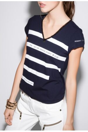 ZIP73 ZIP73 top v stripe z25/916/02/001 T-shirt Korte mouw 001 black