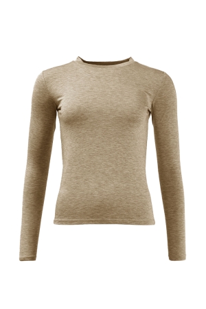 WithBlack WhitBlack wbljosefine ss v-neck tee T-shirt Lange mouw desert taupe melange