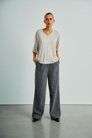 WithBlack WithBlack wbljosefine ss v-neck tee T-shirt Lange mouw silver lining melange