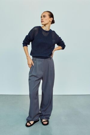 WithBlack WhitBlack wblbilly ls o-neck pullover Trui mid day blue