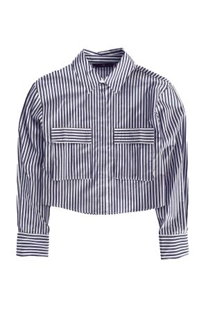 WithBlack WhitBlack wbllemon ls cropped shirt Blouse white | navy stripe