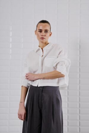 WithBlack WhitBlack wblquinie ls cropped shirt Blouse white