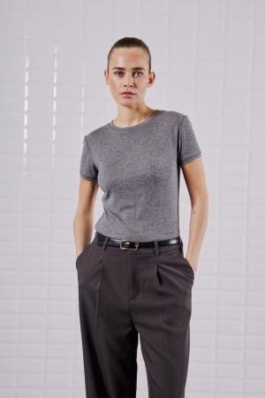 WithBlack WhitBlack wblheather ss tee T-shirt Korte mouw dark grey melange